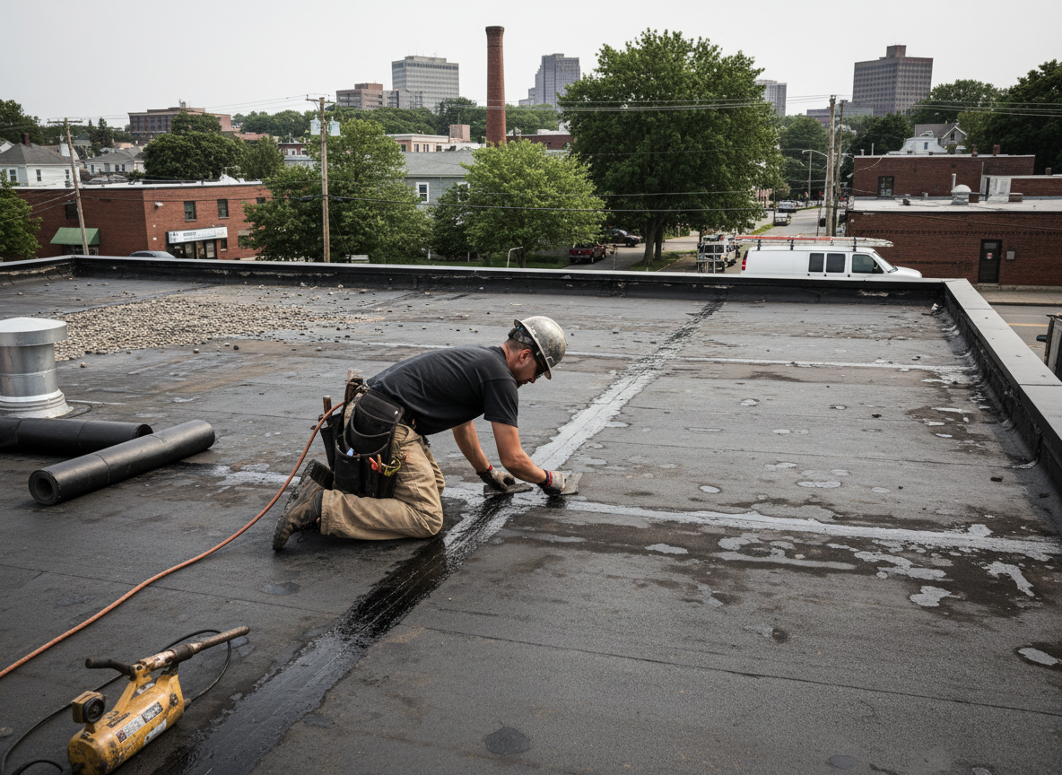 Flat roof repair in Acton