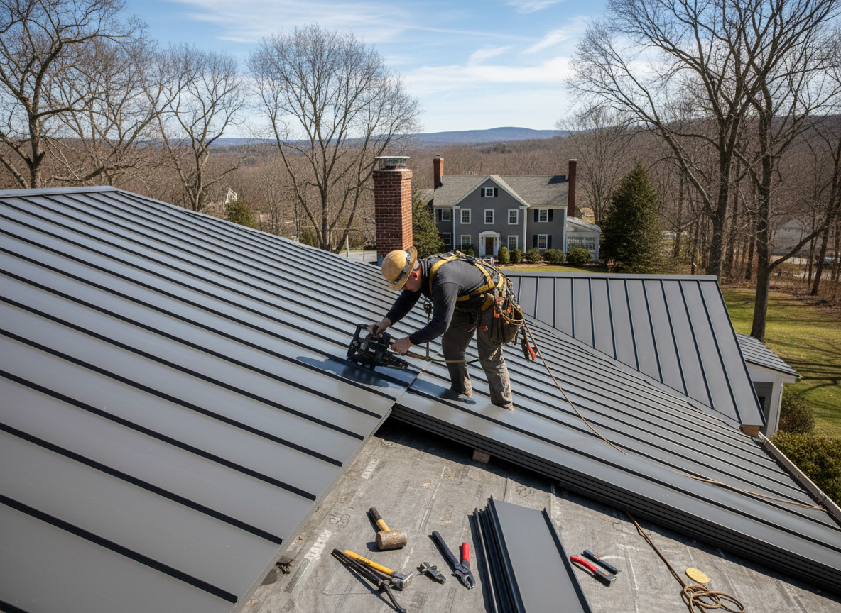 Metal roof installation in Acton