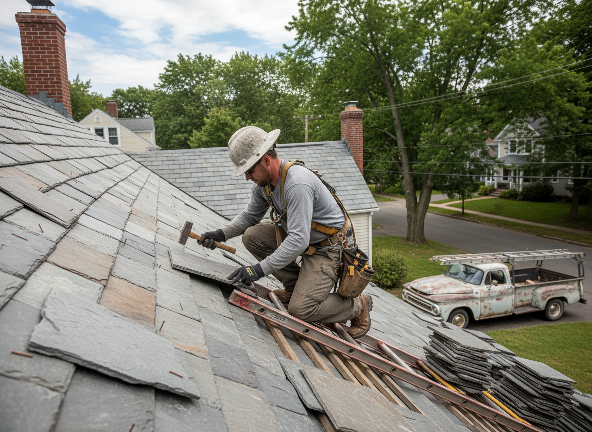 Slate roofing in Acton