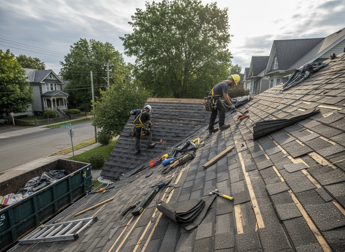 Storm damage roof repair in Acton