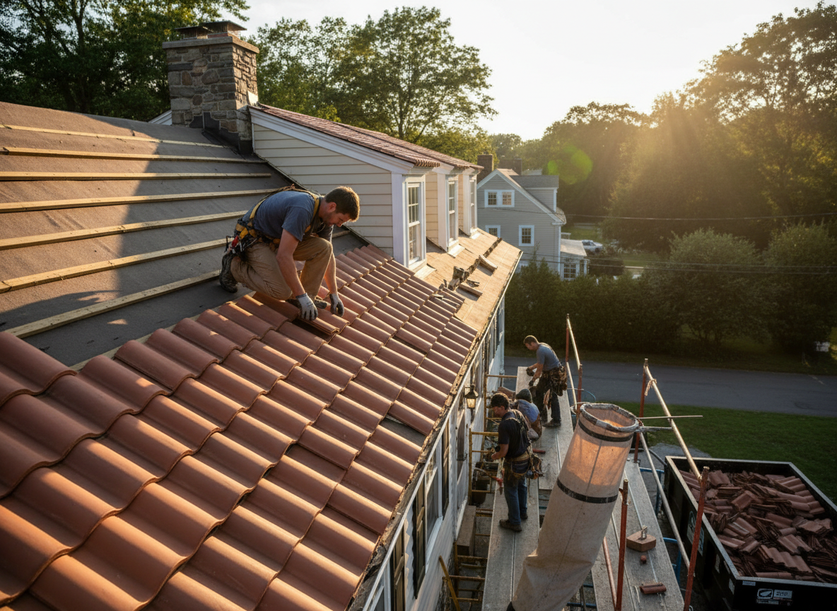 Tile roof replacement in Acton